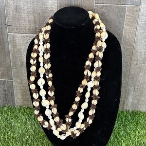 Vintage Boho Tribal Seashell Necklace Lot 3pc Natural Shell Statement